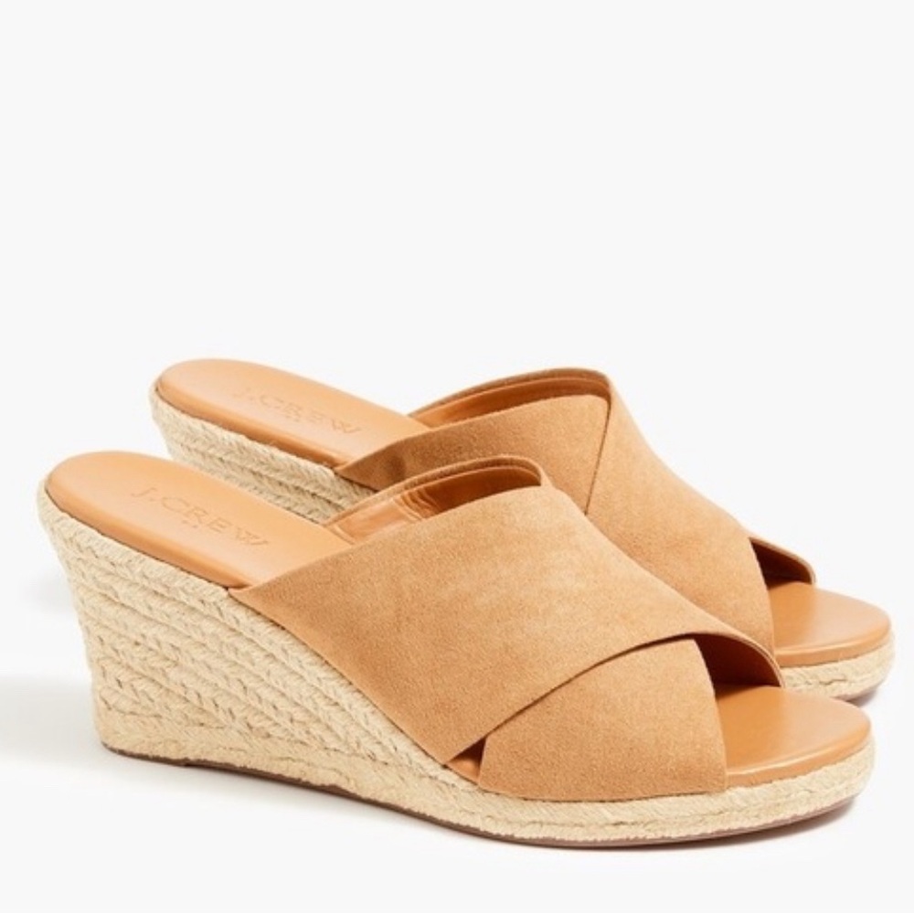 J.Crew Suede Crisscross Mule Espadrille Wedges Size 7